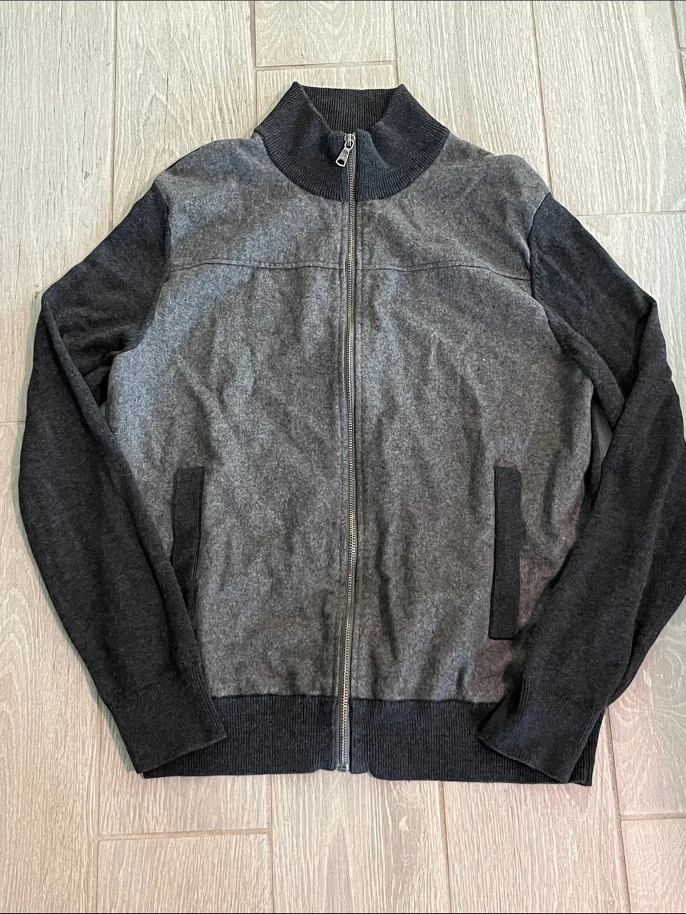 Banana Republic Two-Tone Gray Full-Zip Sweater